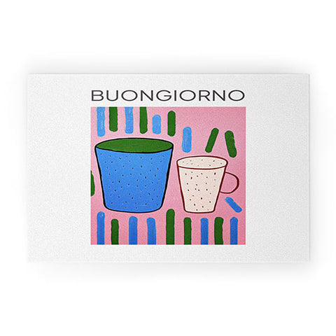Mambo Art Studio Tea Coffee cups Buongiorno Welcome Mat