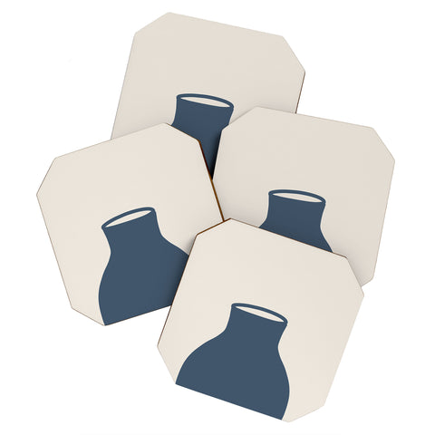 Mambo Art Studio Terracota Blue Vase Coaster Set