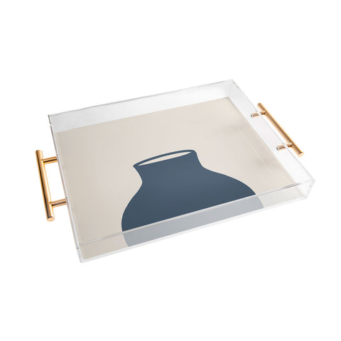 Mambo Art Studio Terracota Blue Vase Acrylic Tray