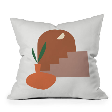 Mambo Art Studio Terracota Minimal Vase Outdoor Throw Pillow