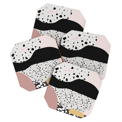 Mambo Art Studio Terrazzo in Pink Coaster Set
