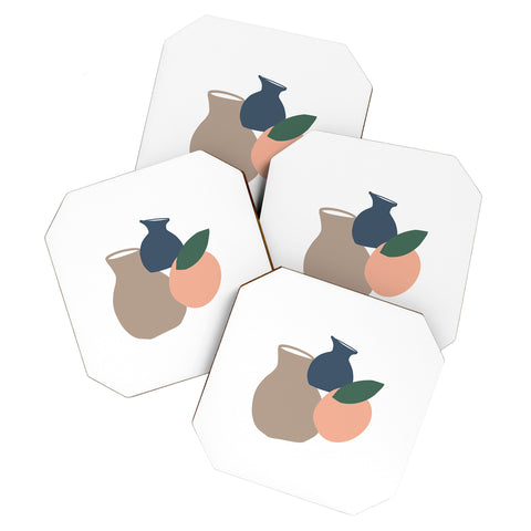 Mambo Art Studio Vases and Fruits Coaster Set
