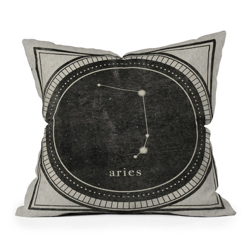Mambo Art Studio Vintage Astrology Aries Outdoor Throw Pillow