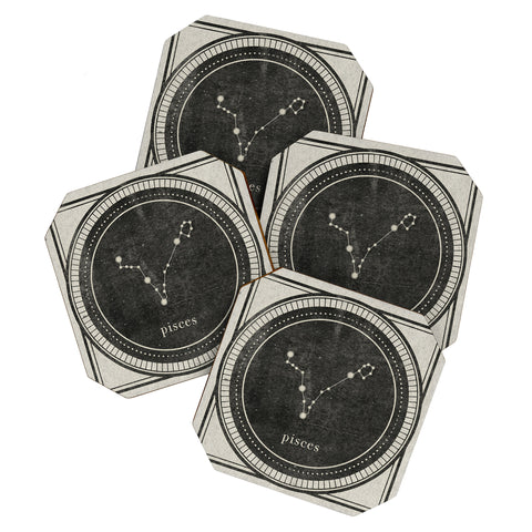 Mambo Art Studio Vintage Astrology Pisces Coaster Set