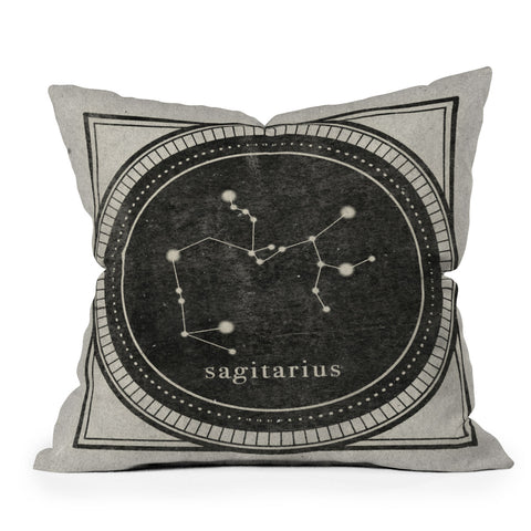 Mambo Art Studio Vintage Astrology Sagitarius Outdoor Throw Pillow