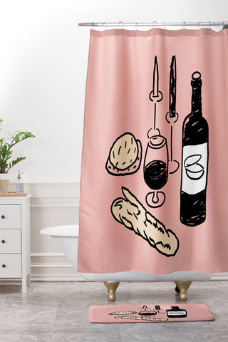 Mambo Art Studio Wine and Dread Shower Curtain And Mat