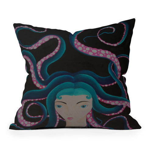 Mandy Hazell Octo Hair Outdoor Throw Pillow