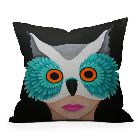 Mandy Hazell Owl Lady Outdoor Throw Pillow