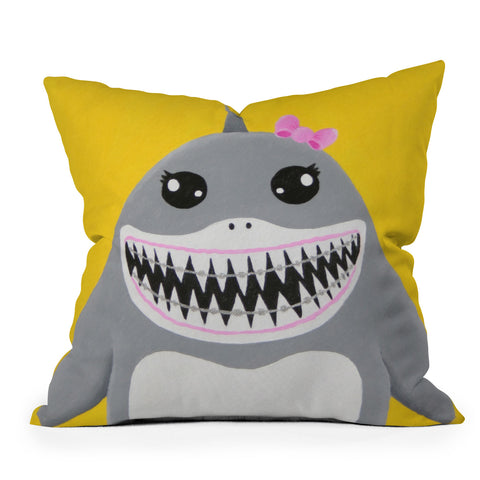 Mandy Hazell Shark Tooth Sally Outdoor Throw Pillow