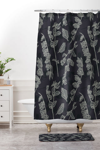 Mareike Boehmer Sketched Nature Branches 1 Shower Curtain And Mat