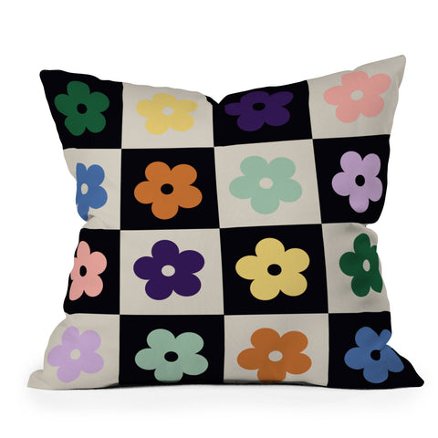 MariaMariaCreative Bloom Check Multi Outdoor Throw Pillow