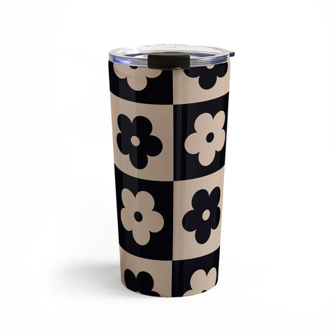 MariaMariaCreative Bloom Check Tan Travel Mug