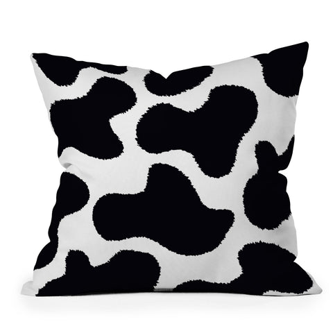 MariaMariaCreative Mooooo Black and White Outdoor Throw Pillow
