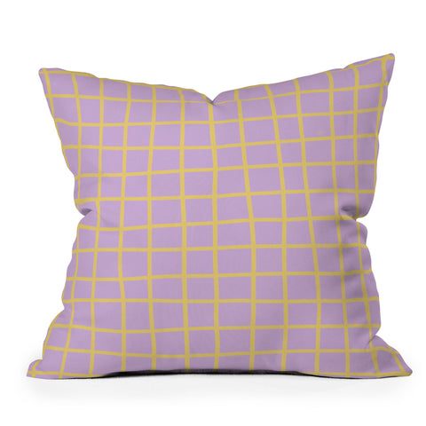 MariaMariaCreative Windowpane Lavender and Lemon Outdoor Throw Pillow