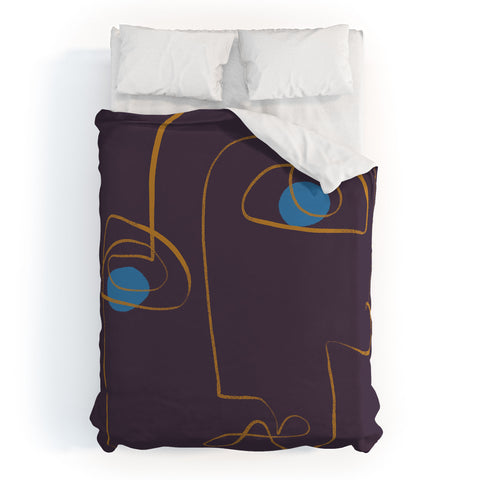 Marin Vaan Zaal Artur Minimalist Line Drawing Duvet Cover