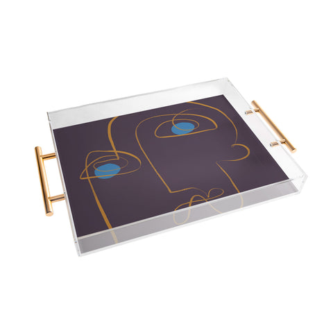 Marin Vaan Zaal Artur Minimalist Line Drawing Acrylic Tray