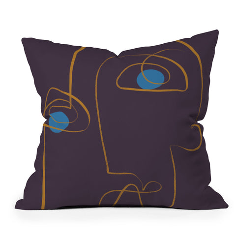 Marin Vaan Zaal Artur Minimalist Line Drawing Throw Pillow