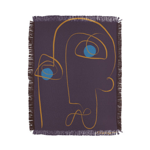 Marin Vaan Zaal Artur Minimalist Line Drawing Throw Blanket