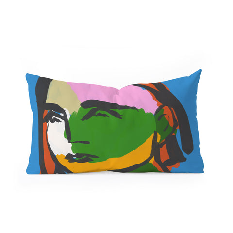 Marin Vaan Zaal Asceline in Blue Modern female Oblong Throw Pillow