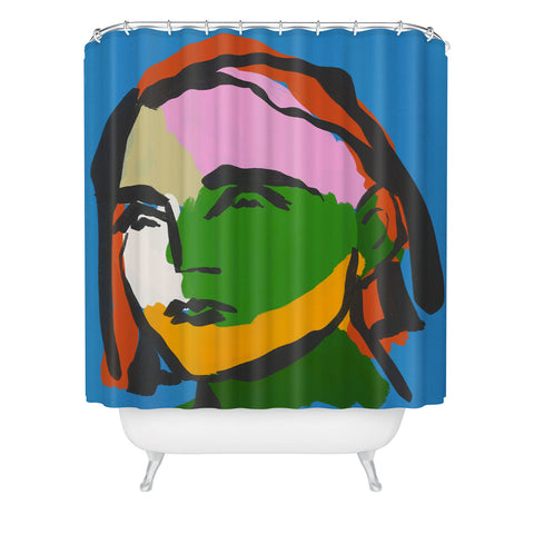 Marin Vaan Zaal Asceline in Blue Modern female Shower Curtain