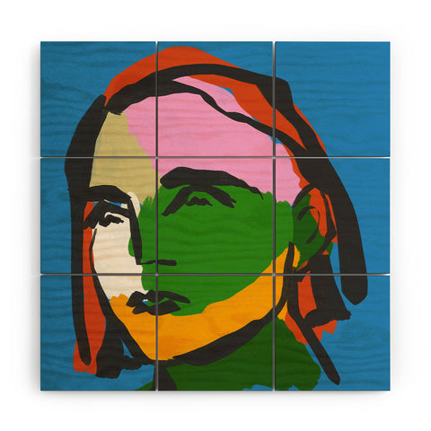 Marin Vaan Zaal Asceline in Blue Modern female Wood Wall Mural