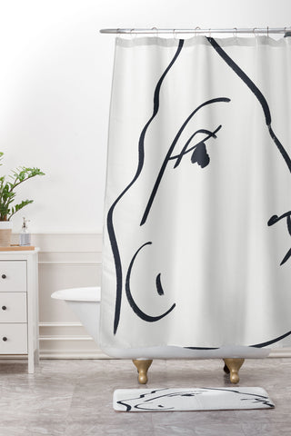 Marin Vaan Zaal Delia minimalist female portra Shower Curtain And Mat