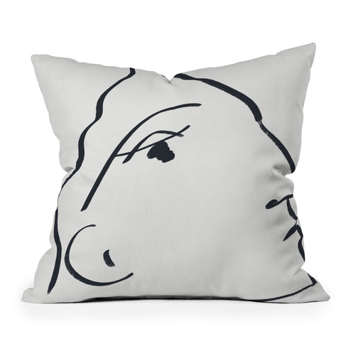 Marin Vaan Zaal Delia minimalist female portra Throw Pillow