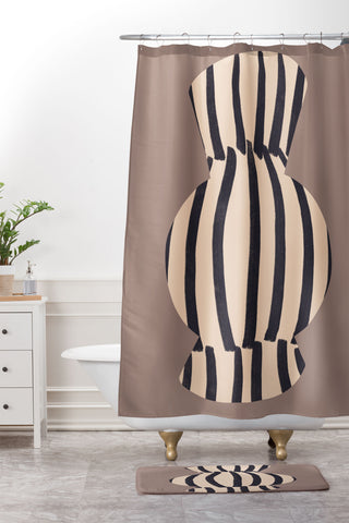Marin Vaan Zaal Earth Tone Modern Vase Illustration Shower Curtain And Mat