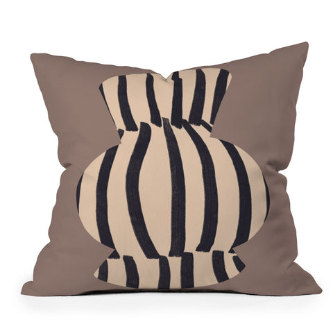 Marin Vaan Zaal Earth Tone Modern Vase Illustration Throw Pillow