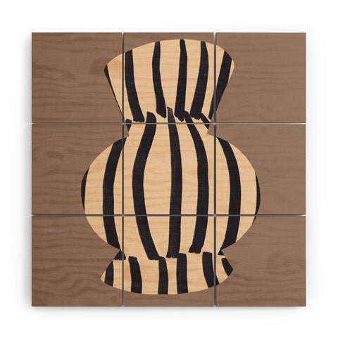 Marin Vaan Zaal Earth Tone Modern Vase Illustration Wood Wall Mural