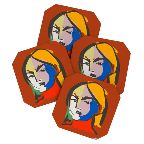 Marin Vaan Zaal Helene in Red Modern Female Coaster Set