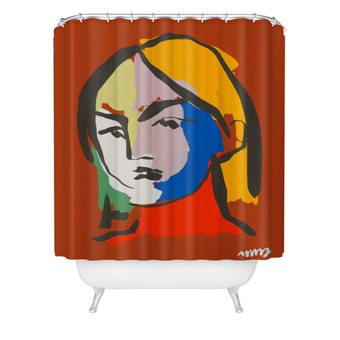 Marin Vaan Zaal Helene in Red Modern Female Shower Curtain