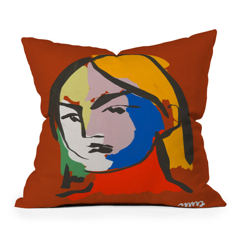Marin Vaan Zaal Helene in Red Modern Female Outdoor Throw Pillow