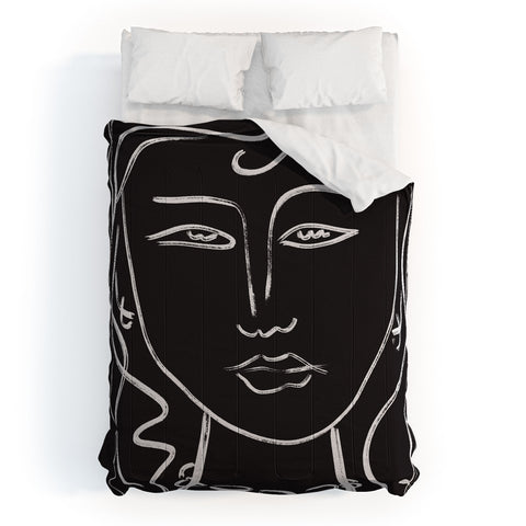 Marin Vaan Zaal Hellen Modernist Line Portrait Comforter