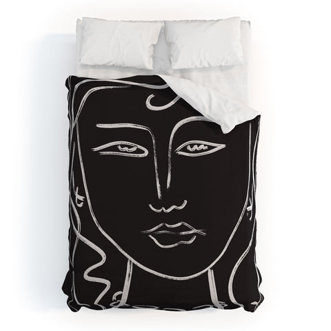 Marin Vaan Zaal Hellen Modernist Line Portrait Duvet Cover