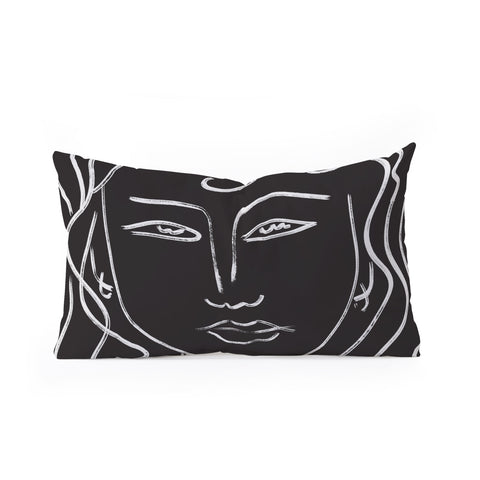 Marin Vaan Zaal Hellen Modernist Line Portrait Oblong Throw Pillow