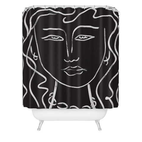 Marin Vaan Zaal Hellen Modernist Line Portrait Shower Curtain