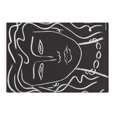 Marin Vaan Zaal Hellen Modernist Line Portrait Outdoor Rug