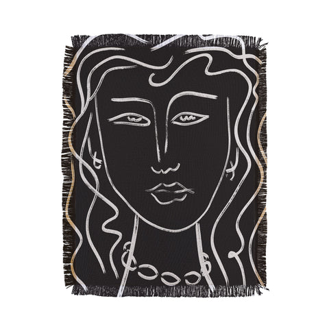 Marin Vaan Zaal Hellen Modernist Line Portrait Throw Blanket