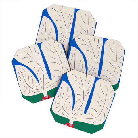 Marin Vaan Zaal Large White Plant in Spotted Pot Coaster Set