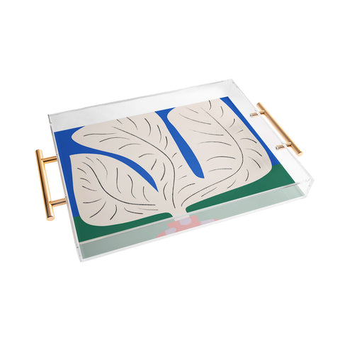 Marin Vaan Zaal Large White Plant in Spotted Pot Acrylic Tray