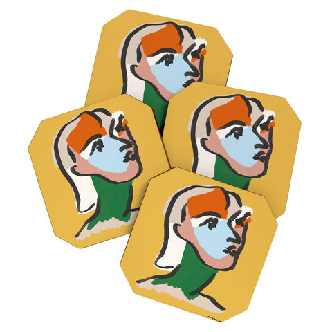 Marin Vaan Zaal Ninette in Yellow Modern Portrait Coaster Set