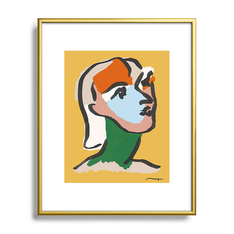 Marin Vaan Zaal Ninette in Yellow Modern Portrait Metal Framed Art Print
