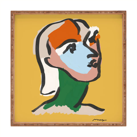 Marin Vaan Zaal Ninette in Yellow Modern Portrait Square Tray