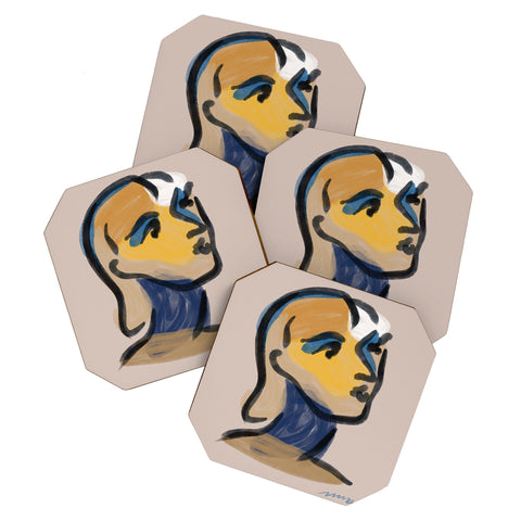 Marin Vaan Zaal Ninette Modern Portrait Print Coaster Set