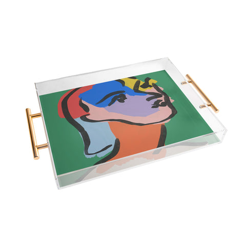 Marin Vaan Zaal Ninette on Green modern minim Acrylic Tray