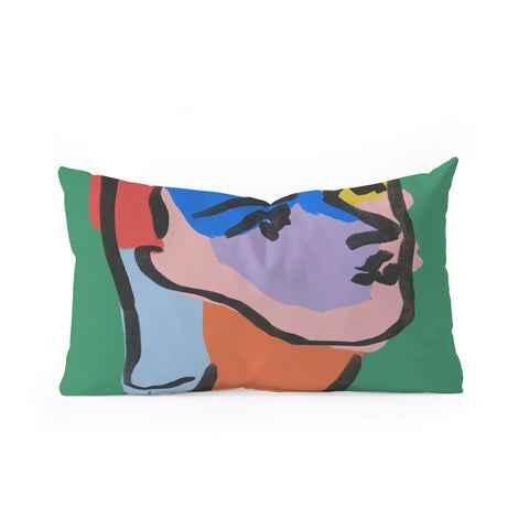 Marin Vaan Zaal Ninette on Green modern minim Oblong Throw Pillow