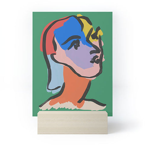 Marin Vaan Zaal Ninette on Green modern minim Mini Art Print