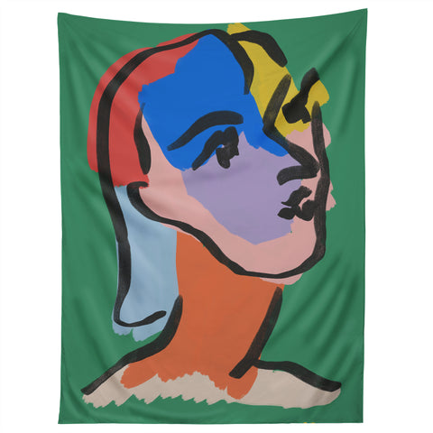 Marin Vaan Zaal Ninette on Green modern minim Tapestry