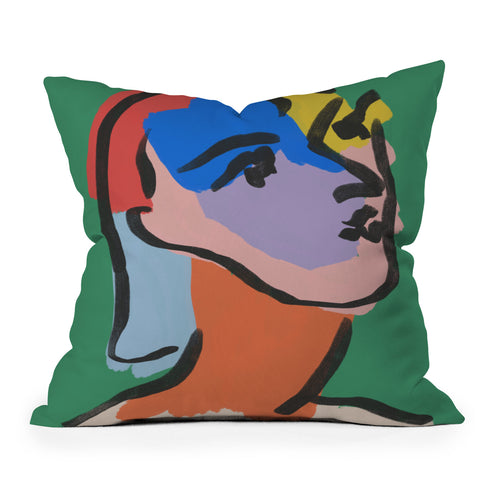 Marin Vaan Zaal Ninette on Green modern minim Throw Pillow
